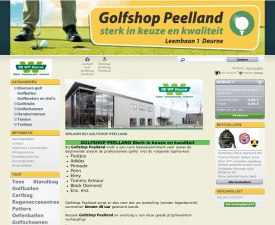 Beginpagina van de website golfshoppeelland.nl